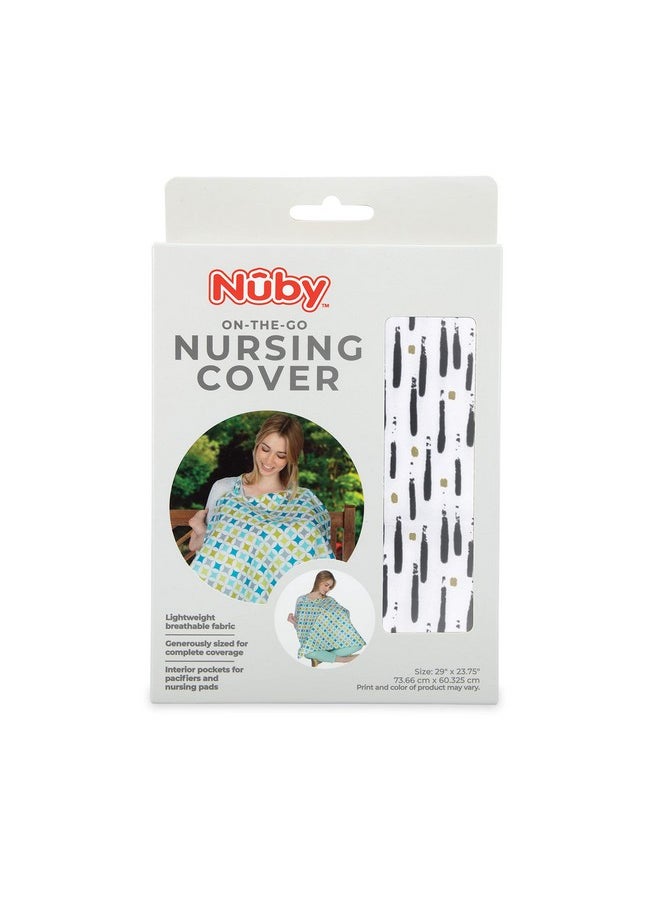 Nuby Nuby On The Go Baby Nursing Cover for Breastfeeding, Lightweight Breathable Fabric, Built in Pockets for Pacifiers and Nursing Pads, Brush Strokes  - Image 2