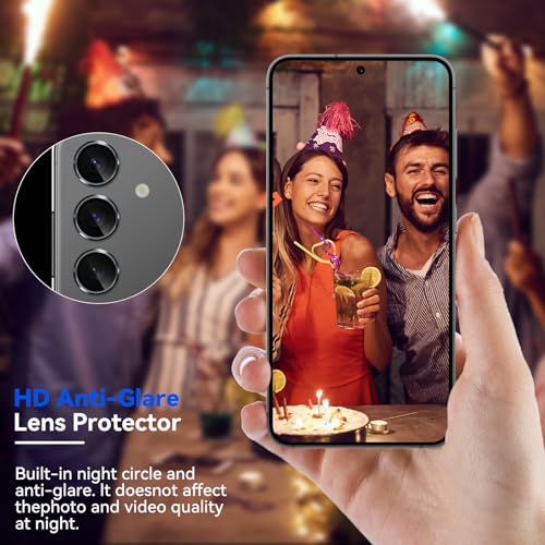 CloudValley [3 Pcs] for Samsung Galaxy S24 / S23 Plus Camera Lens Protector, 9H Tempered Glass + Aluminum Alloy Metal Individual Lens Protective Ring for S24 / S23+ 5G 2023, Black - Image 3