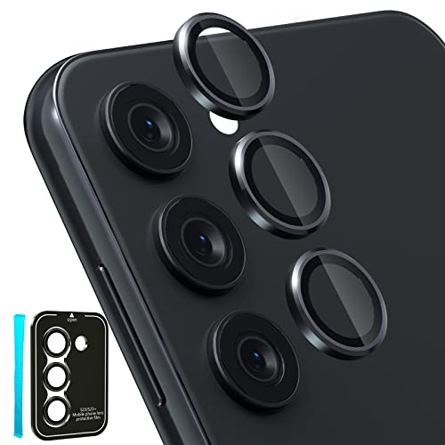 CloudValley [3 Pcs] for Samsung Galaxy S24 / S23 Plus Camera Lens Protector, 9H Tempered Glass + Aluminum Alloy Metal Individual Lens Protective Ring for S24 / S23+ 5G 2023, Black - Image 1
