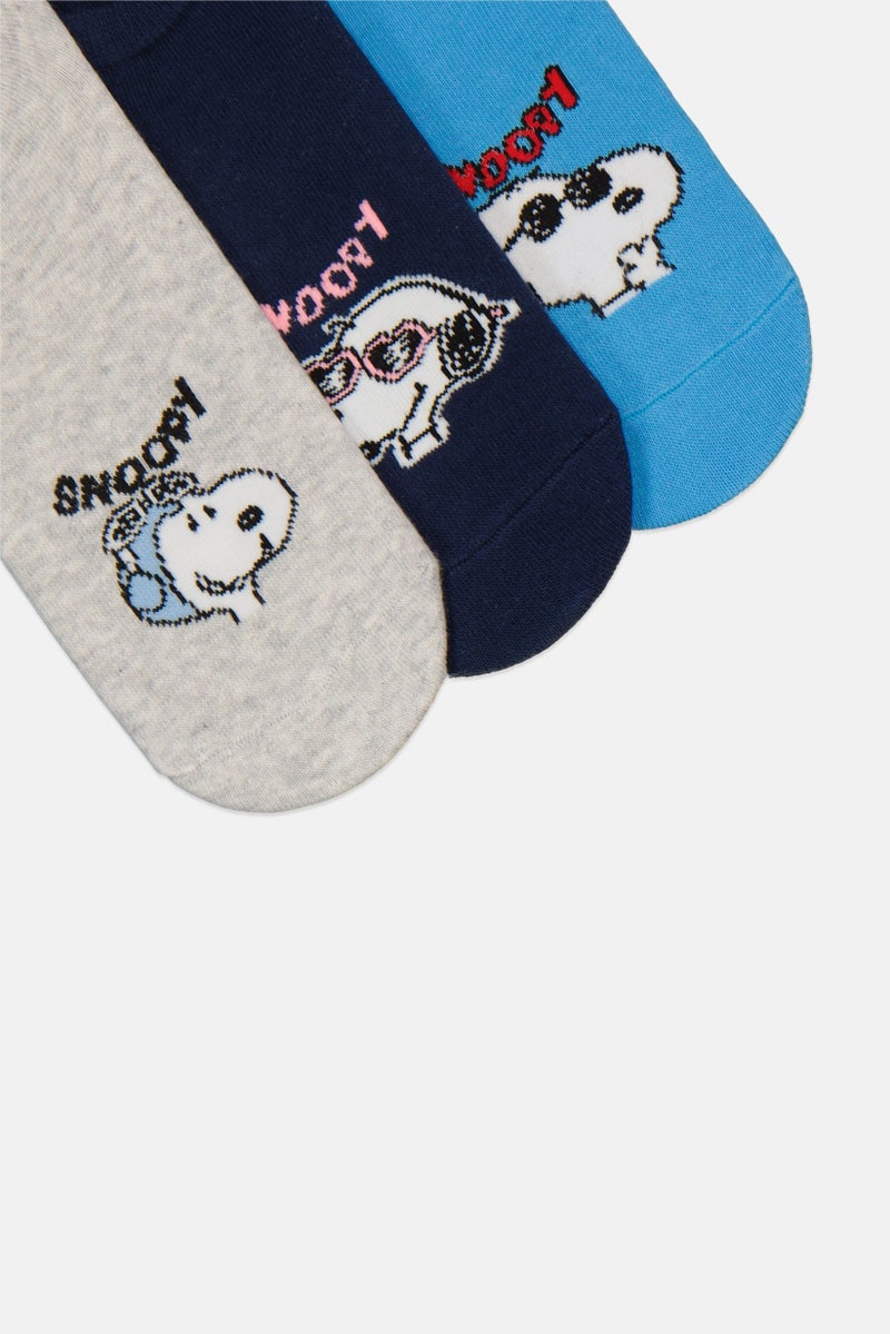 Peanuts Kids Boy 3 Pairs Snoopy Socks, Multicolor  - Image 3