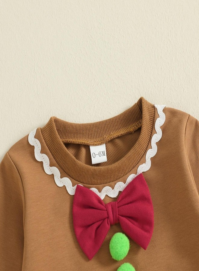 Gureui Toddler Baby Boy Girl Gingerbread Outfit Long Sleeve Sweatshirt and Pants Infant Newborn Christmas Outfits (A Khaki Gingerbread, 2-3T) - Image 5