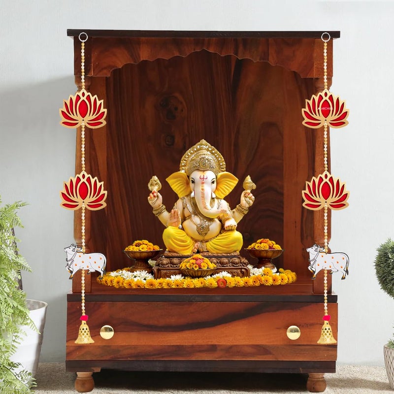 Archies ARCHIES Lotus Hangings for Decoration/Floral Pichwai Cow Wall Hangings for Temple Decor, showpiece for Home Decor (32 Inches Height - Pack of 4) AR-A25  - Image 2