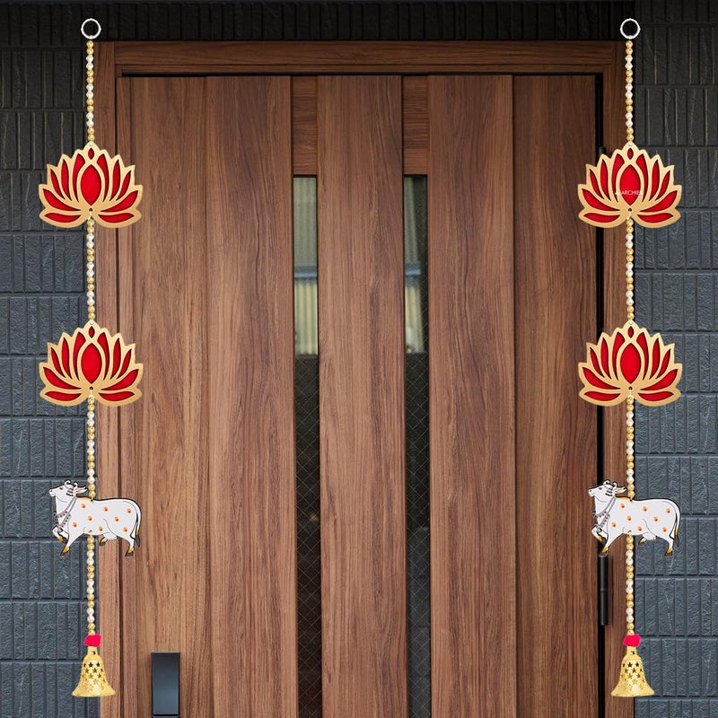 Archies ARCHIES Lotus Hangings for Decoration/Floral Pichwai Cow Wall Hangings for Temple Decor, showpiece for Home Decor (32 Inches Height - Pack of 4) AR-A25  - Image 3