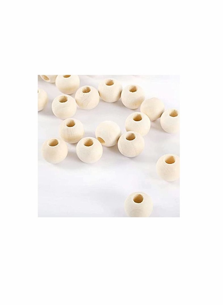 KASTWAVE 300pcs 20mm Natural Wooden Beads for Crafts, Round Unfinished Loose Beads, Ch ristmas Tree Garland Making, Wood Spacer Necklace Making - Image 4