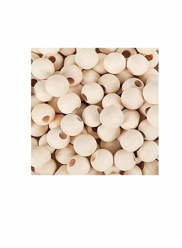 KASTWAVE 300pcs 20mm Natural Wooden Beads for Crafts, Round Unfinished Loose Beads, Ch ristmas Tree Garland Making, Wood Spacer Necklace Making - Image 1