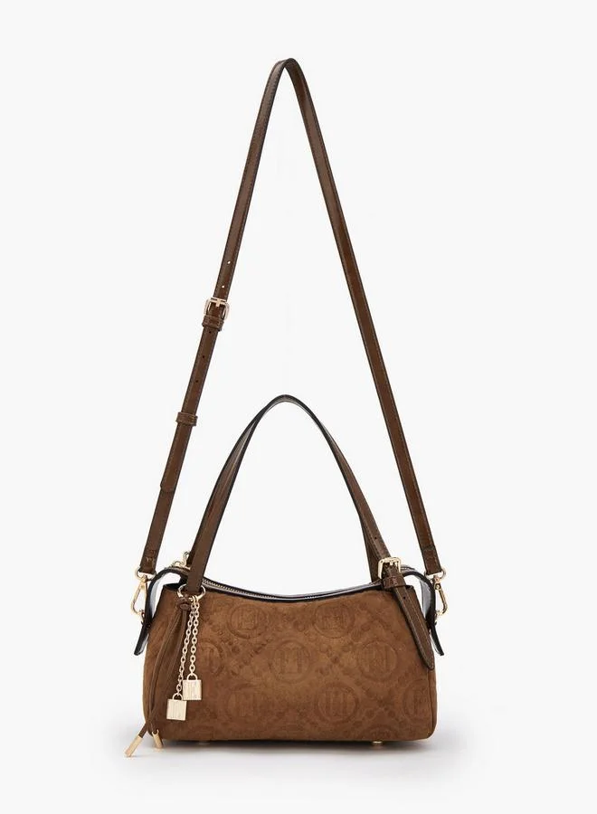 ايل Monogram Textured Shoulder Bag With Charm Accent