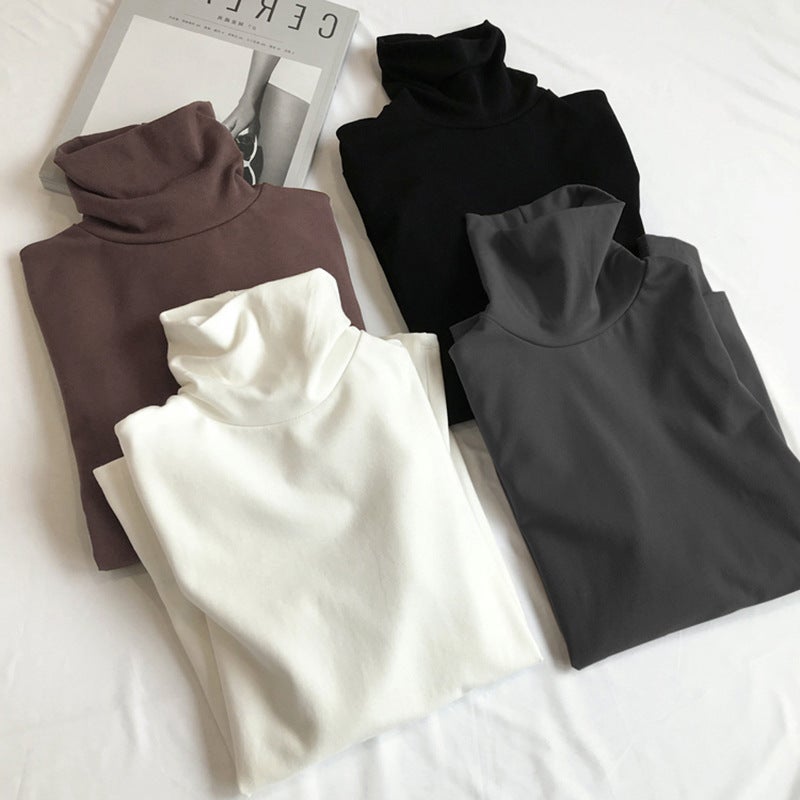 High-Neck Double-Sided Thermal Base Layer Shirt For Women, Fashion, Stylish, Slim-Fitting, Flattering, Long-Sleeved T-Shirt For Students, Trendy - Image 2