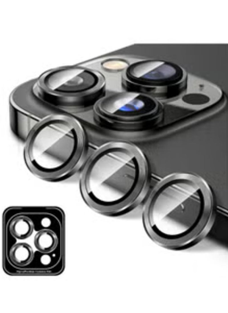 Raxoom Camera Lens Protector for iPhone 16 Pro/16 Pro Max, Tempered Glass Camera Cover with Automatic Alignment, Metal Individual Rings, HD Anti-Scratch Protection - Black - Image 1