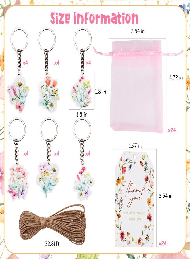 Serencatcher 72Pcs Wildflower Party Favors, Wildflower Bridal Baby Shower Decorations Thank You for Showering Us With Love Tags Keychains Organza Bags for Flower Wedding Bachelorette Bride to Be - Image 2