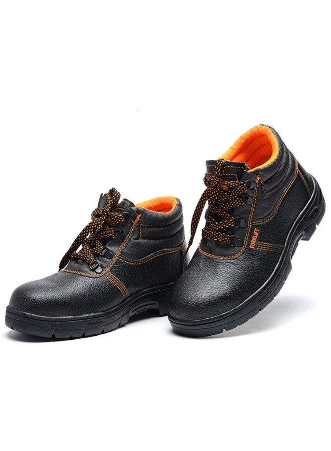 Fixer Black Leather Safety Shoes for Men – Steel Toe, Single-Density PVC Sole, Oil & Heat Resistant, Anti-Slip, Antistatic Work Footwear - Image 1
