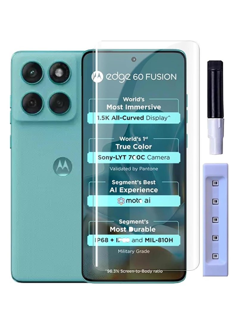 حماية شاشة موتورولا إيدج 60 فيوجن زجاج مقسى سائل UV تغطية كاملة خالية من الفقاعات مضادة للخدش HD واضحة عالية الاستجابة لموتورولا إيدج 60 فيوجن 5G 2025 UV واضحة - Image 1