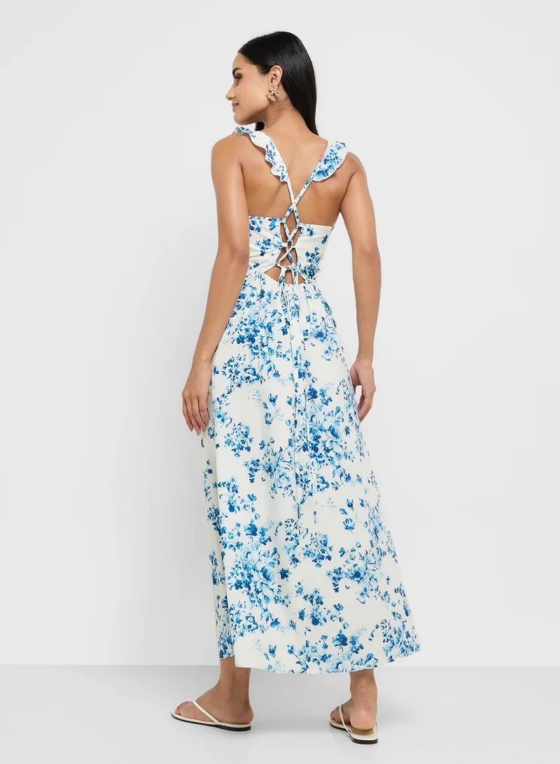 Ginger Strappy Corset Bodice Floral Sundress