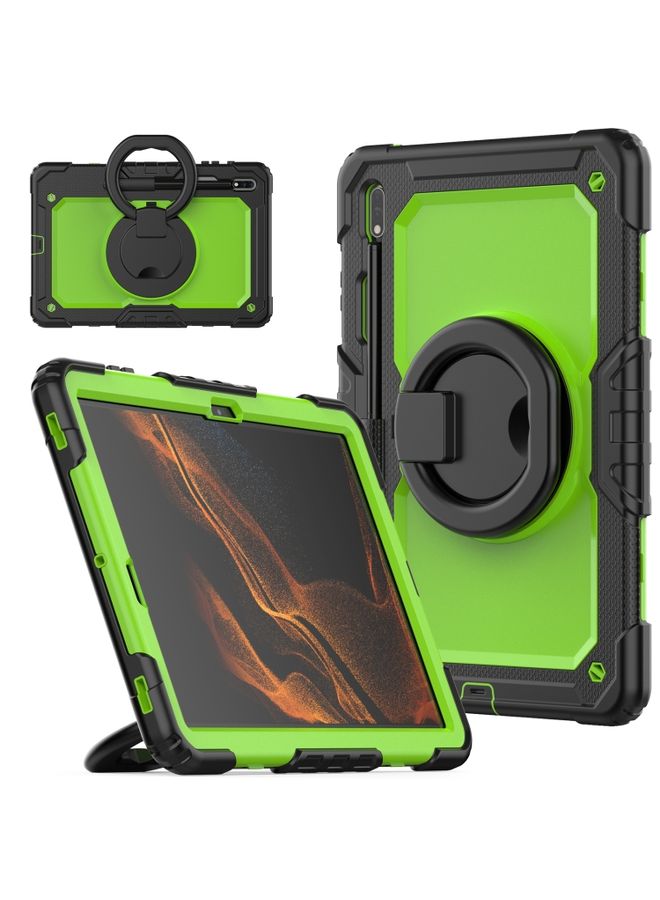 HuHa Case Cover For Samsung Galaxy Tab S8+ / S7+ Bracelet Holder Silicone + PC Tablet Case Yellow Green 
