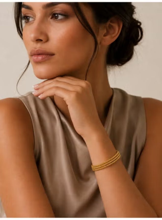 veya Luxurious multi-layered gold women's bracelet with an elegant, shimmering design – rust-resistant stainless steel, suitable for special occasions and everyday wear. - Image 4