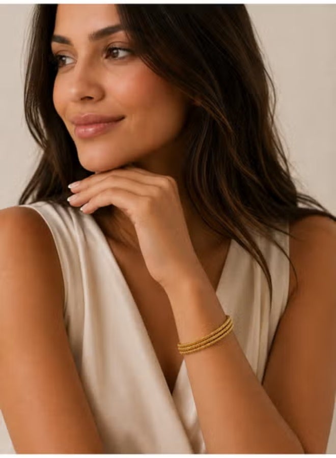 veya Luxurious multi-layered gold women's bracelet with an elegant, shimmering design – rust-resistant stainless steel, suitable for special occasions and everyday wear. - Image 5