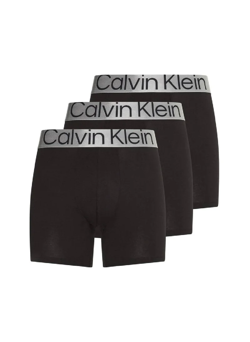CALVIN KLEIN Men's 3 Pack Boxer Briefs - Steel Cotton, Black
