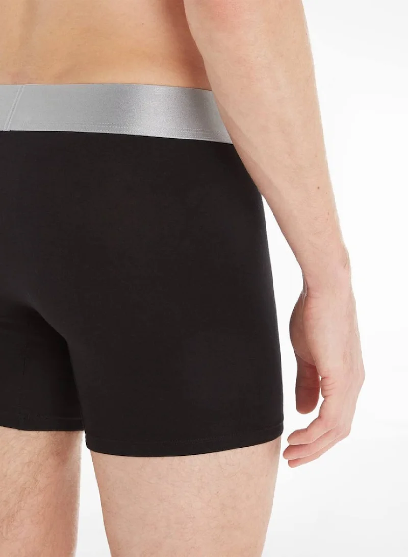 CALVIN KLEIN Men's 3 Pack Boxer Briefs - Steel Cotton, Black