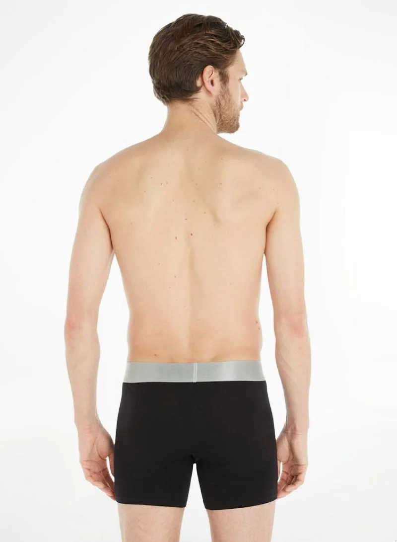 CALVIN KLEIN Men's 3 Pack Boxer Briefs - Steel Cotton, Black