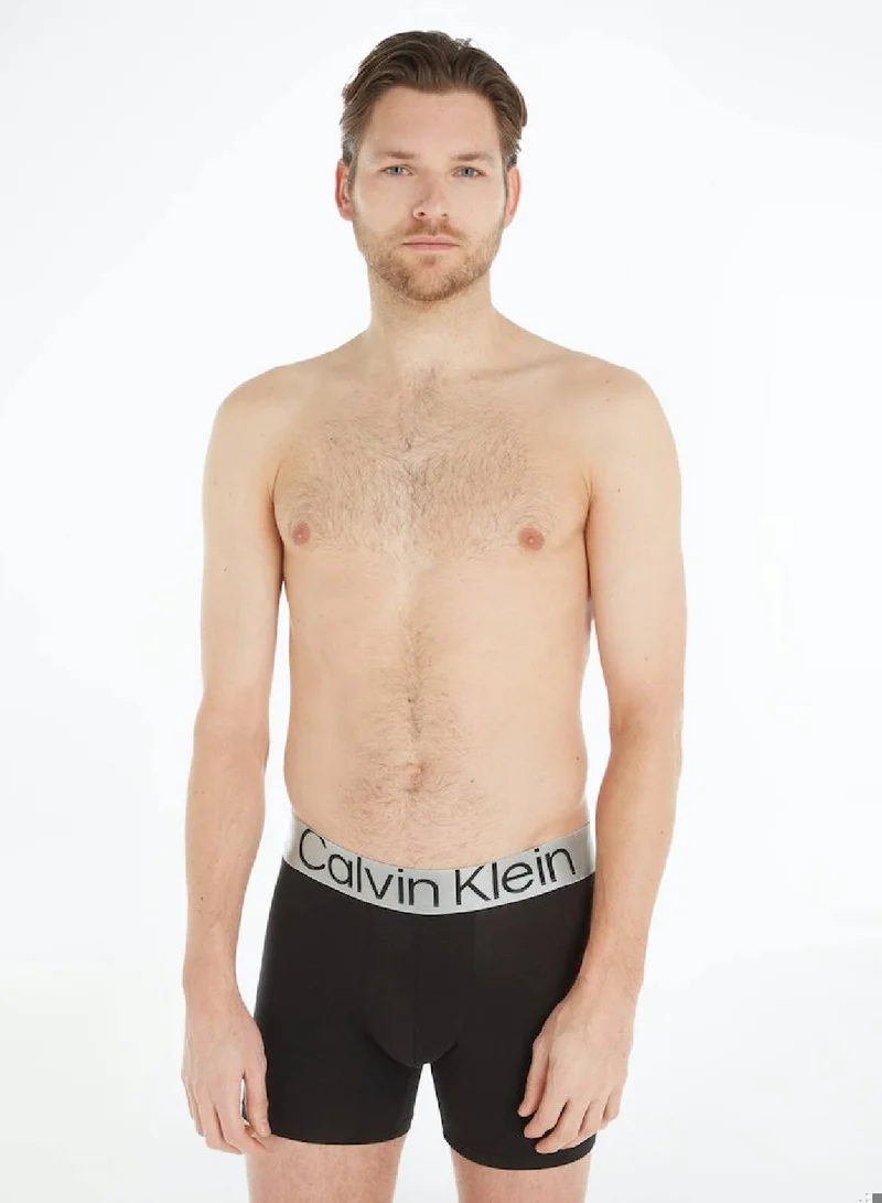 CALVIN KLEIN Men's 3 Pack Boxer Briefs - Steel Cotton, Black