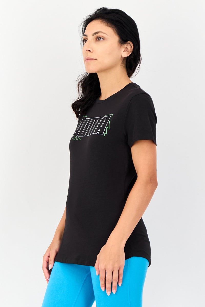 PUMA تي شيرت رياضي نسائي قصير الأكمام في الهواء الطلق، أسود - Image 2