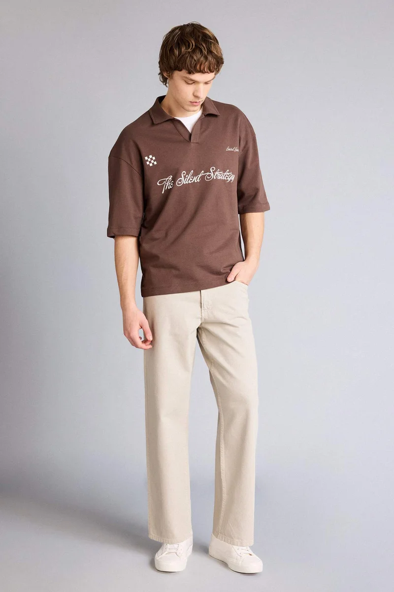 ديفاكتو Loose Fit Polo Collar Polo T-Shirt