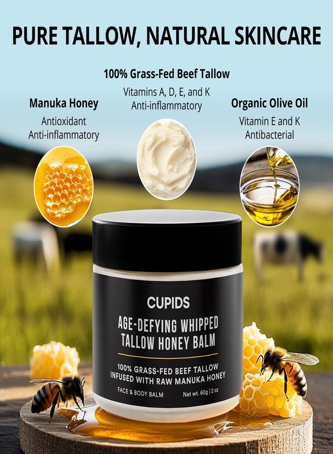Cupids Tallow and Honey Balm, Grass Fed Beef Tallow for Skin, Face Moisturizer with Raw Manuka Honey, Olive Oil, Beeswax & Vitamin E - Image 3