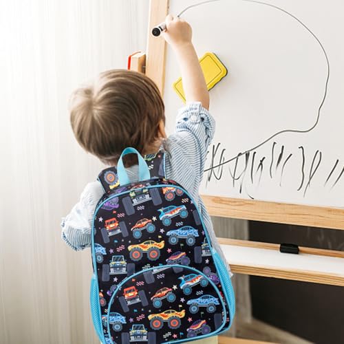LOIDOU Toddler Backpack Boys 15 Inch Kids Preschool Kindergarten School Backpack Book Bag for Daycare Nursery Travel (Blue Truck Car) - Image 2