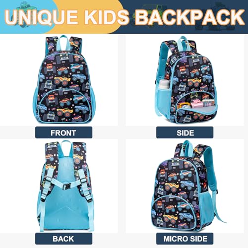 LOIDOU Toddler Backpack Boys 15 Inch Kids Preschool Kindergarten School Backpack Book Bag for Daycare Nursery Travel (Blue Truck Car) - Image 5