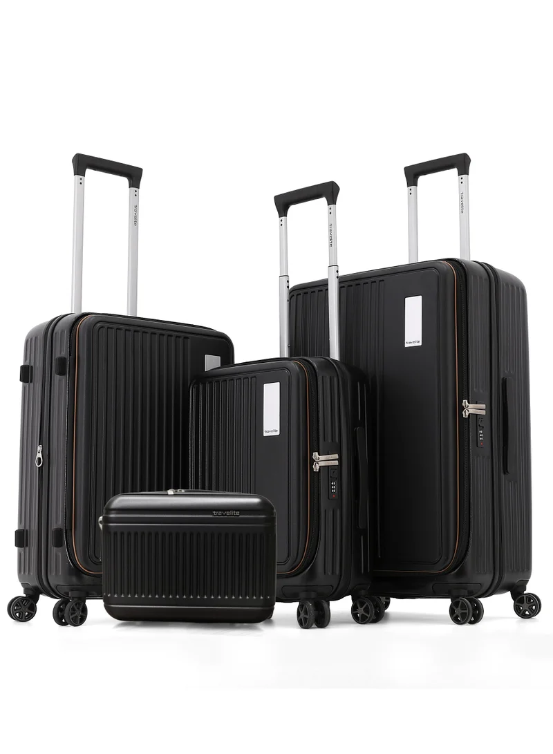 ترافلايت Travelite 4-Piece Hardside Luggage Set 28” Large, 24” Medium, 20” Carry-On + Makeup Bag, Polycarbonate (PC)