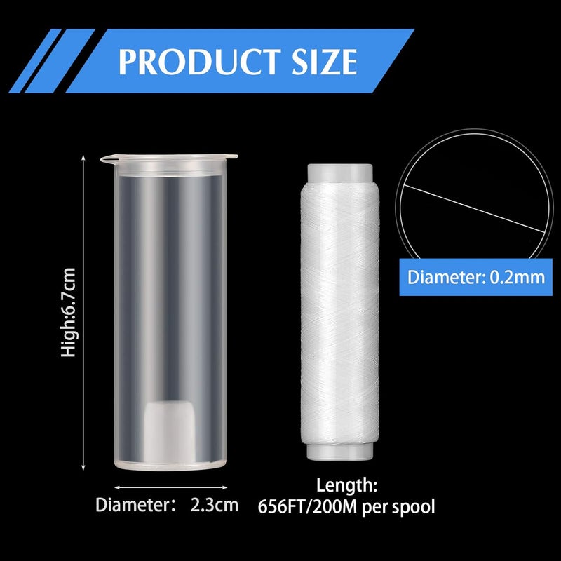 Skylety 2/4/8 Pieces Fishing Thread Nylon Elastic Invisible Magic Fishing Line Bait Thread 0.2 mm Length 656 Feet Per Spool Stretchy Bait String Line Clear Storage Case - Image 2