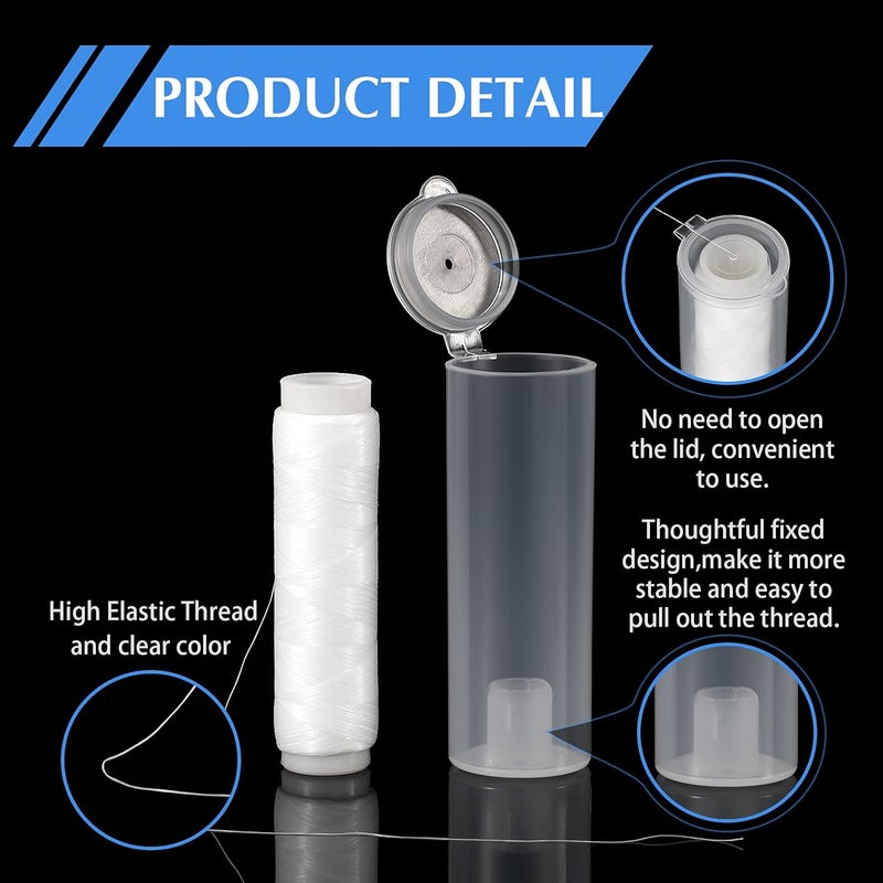 Skylety 2/4/8 Pieces Fishing Thread Nylon Elastic Invisible Magic Fishing Line Bait Thread 0.2 mm Length 656 Feet Per Spool Stretchy Bait String Line Clear Storage Case - Image 3