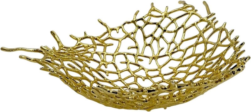 بي آند دي B&D وعاء زخرفي بتصميم فرع مرجاني ذهبي – سلة فواكه عصرية من شبكة معدنية - Image 3