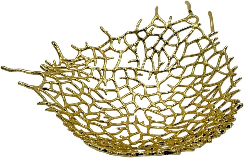 بي آند دي B&D وعاء زخرفي بتصميم فرع مرجاني ذهبي – سلة فواكه عصرية من شبكة معدنية - Image 2