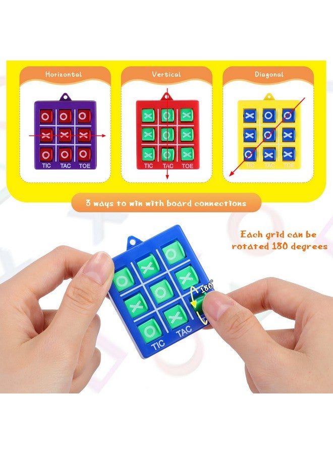 Lewtemi 4 Pcs Travel Tic Tac Toe 2 X 2 X 0.4 Inch Mini Board Game Toys Portable Tic Tac Game Toy Retro Mini Games For Kids Red Blue Purple Yellow Pocket Board Games For Party Birthday Favors Classroom Prizes - Image 3