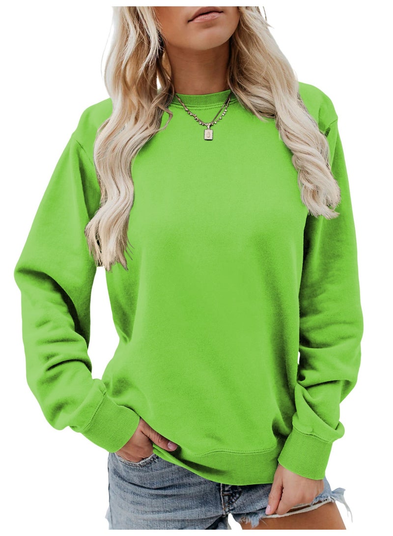 Fashion Pure-color Round-neck Pullover Long-sleeved Loose-fitting Women's Style - Image 2