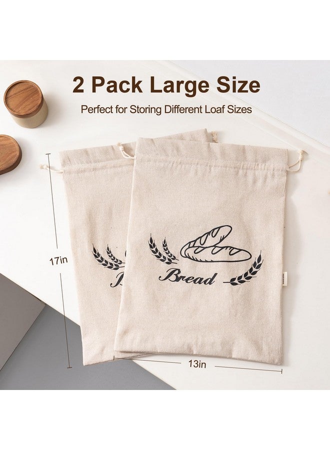GobiSea 2 Pack Linen Bread Bags for Homemade Bread - Plastic Lined - Reusable Linen Sourdough Bread Storage Bags with Plastic Liner - 17" x 13" - Image 5