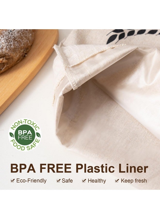GobiSea 2 Pack Linen Bread Bags for Homemade Bread - Plastic Lined - Reusable Linen Sourdough Bread Storage Bags with Plastic Liner - 17" x 13" - Image 2