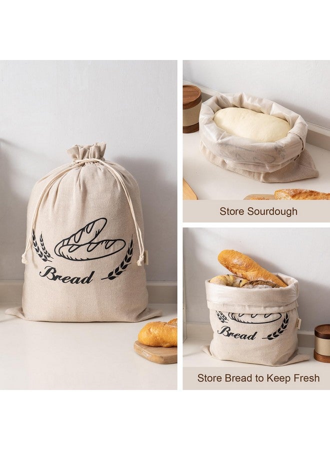 GobiSea 2 Pack Linen Bread Bags for Homemade Bread - Plastic Lined - Reusable Linen Sourdough Bread Storage Bags with Plastic Liner - 17" x 13" - Image 4