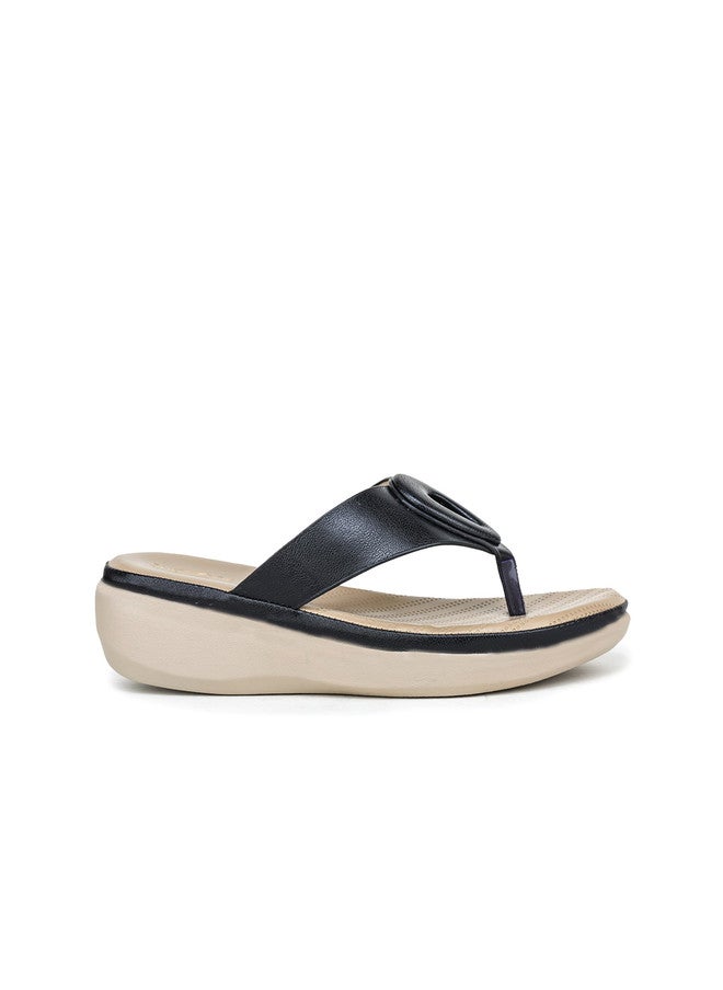 She Zone صنادل سوداء مريحة للنساء - Image 4