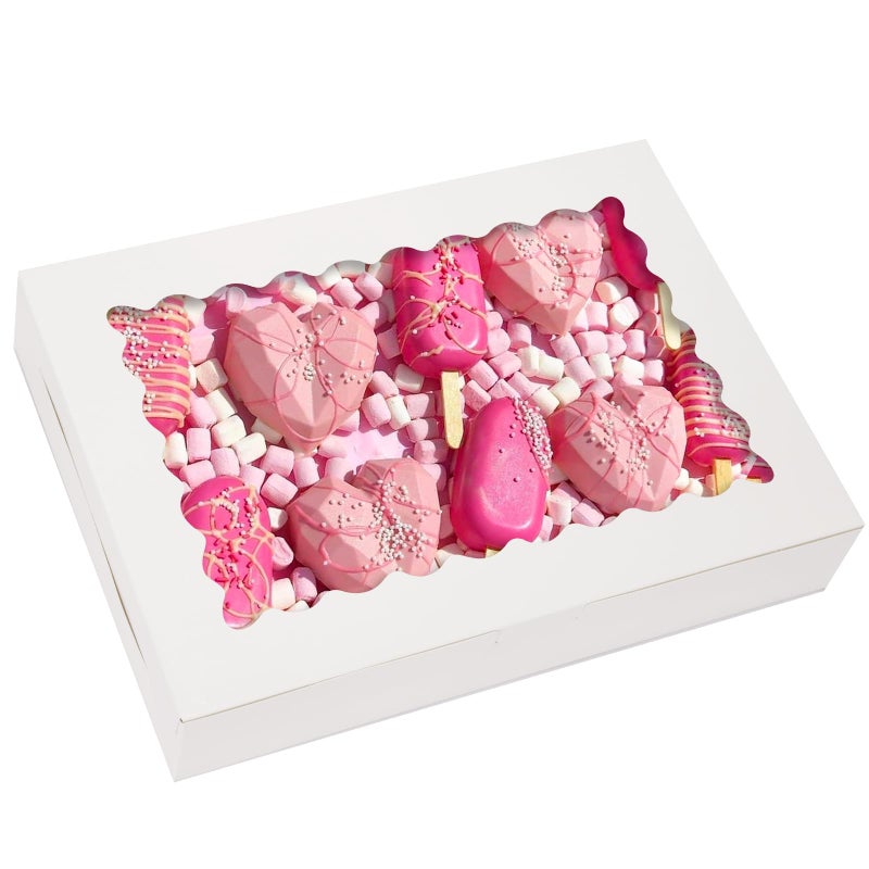 TOMNK 30pcs Cookie Boxes, 14x10x2.5 Inch Large Bakery Boxes with Window for Treats, Pies, Chocolate Strawberries Muffins, Donuts, Dessert - Image 1