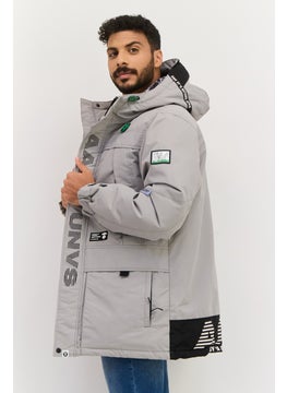 Men Brand Logo Puffer Jacket, Light Grey - pzsku/Z6AAE2328B90A26926538Z/45/_/1737643057/54f8126b-b025-4426-8240-878ebd42c49e