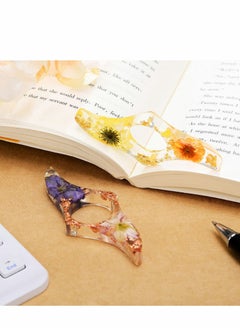 Y&D Dried Flower Resin Book Page Holder, 2 Pcs Transparent Thumb Ring Holder Handmade Personalized Bookmark Reading Accessories  - Image 5