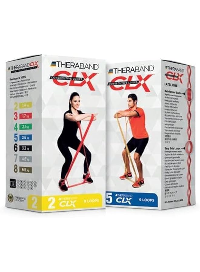 TheraBand CLX 9 Pre Cut Consecutive Loop Strips Thin Resistance Yellow