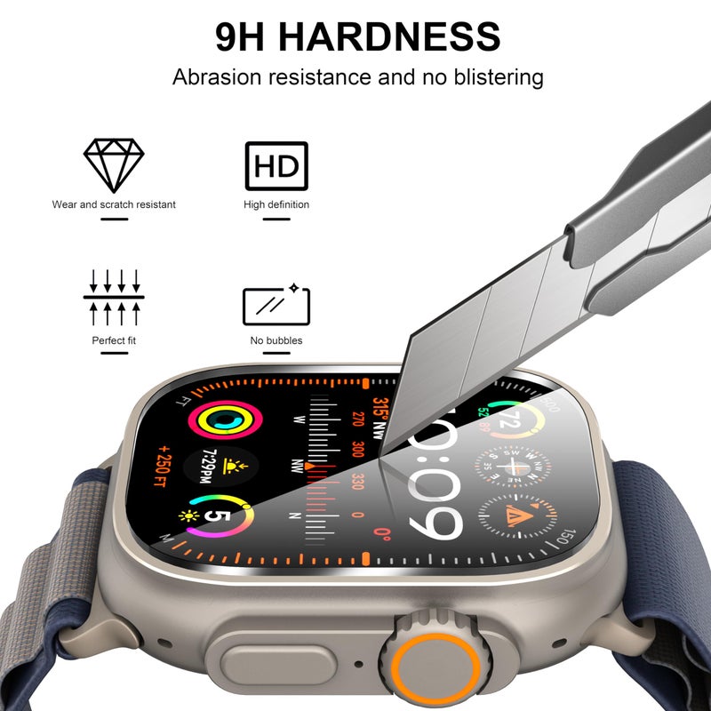Suoman 2-Pack for Apple Watch Ultra 3/2/1 49mm Tempered Glass Screen Protector, [Scratch-resistant] 9H Hardness protective film - Auto-alignment Installation Kit - Image 4