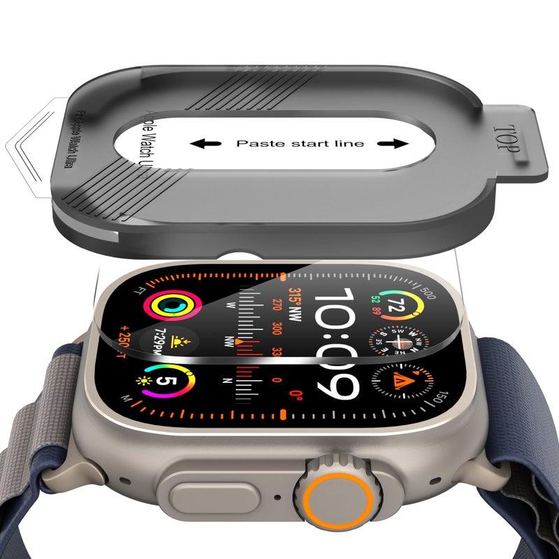 Suoman 2-Pack for Apple Watch Ultra 3/2/1 49mm Tempered Glass Screen Protector, [Scratch-resistant] 9H Hardness protective film - Auto-alignment Installation Kit - Image 1