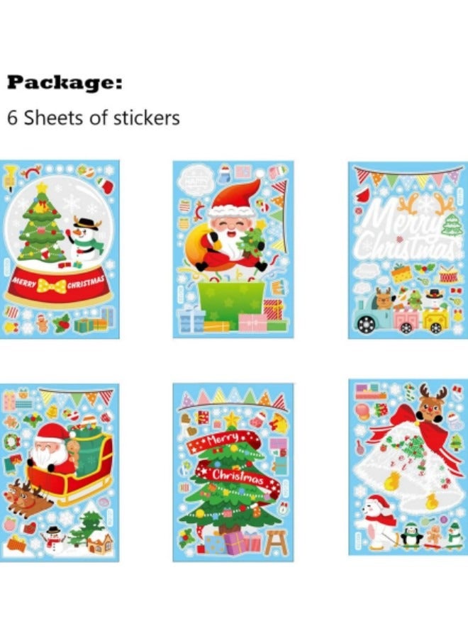 GGEROU Window Stickers for Glass, 6 Sheets Reusable Window Clings Sticker Decoration Santa Claus Reindeer Decals - Image 4