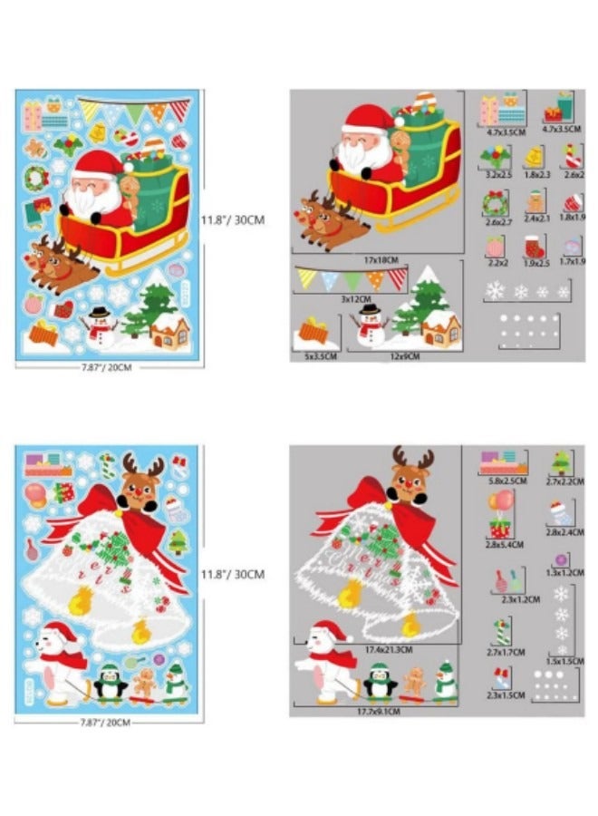 GGEROU Window Stickers for Glass, 6 Sheets Reusable Window Clings Sticker Decoration Santa Claus Reindeer Decals - Image 5