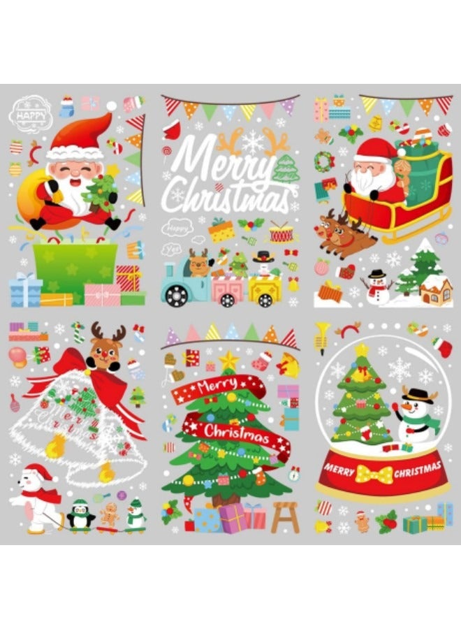 GGEROU Window Stickers for Glass, 6 Sheets Reusable Window Clings Sticker Decoration Santa Claus Reindeer Decals - Image 3