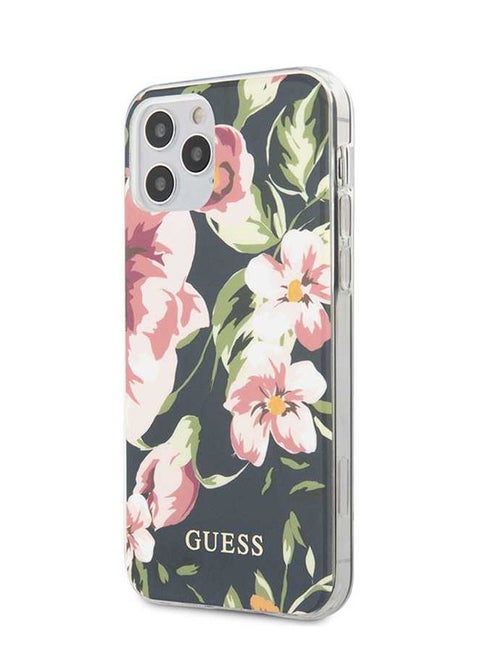 iPhone 12 / 12 Pro 6.1inch Case PC/TPU Flower Collection Shiny Pattern Back Cover - Navy