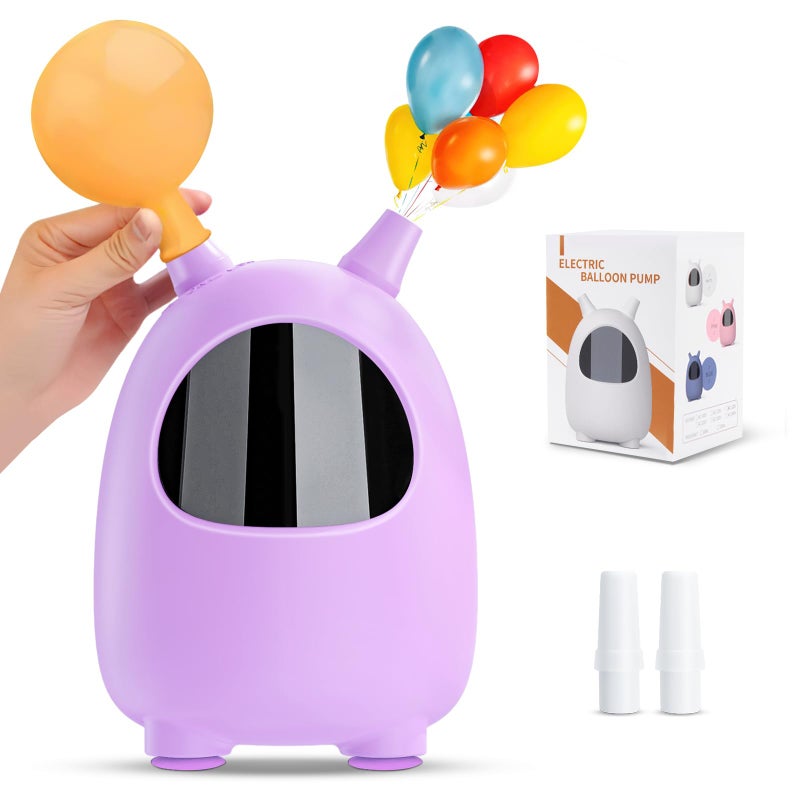 Splaks Electric Air Balloon Pump, Portable Dual Nozzle Balloon Blower Machine Inflate for Party Decoration (Purple) - Image 1